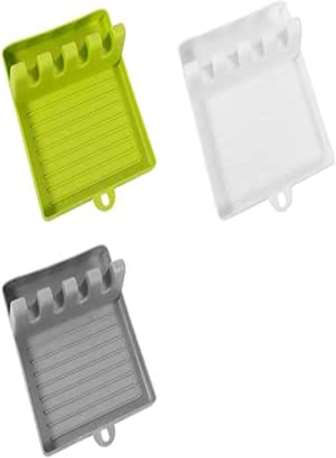 SUSSURRO 3 Pack Silicone Kitchen Utensil Rest Set, Heat-Resistant Spoon Rest, Spatula Rest, Soup Spoon Mat