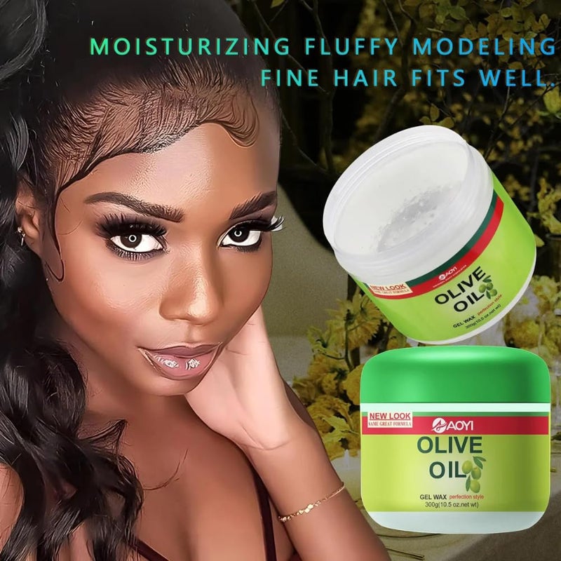 Adrohai Olive Hair Wax Moisturizing Styling Gel Olive Oil Gel Edge Control Olive Oil Hair Wax Gel for Curly Hair Gel Braid Control Cream for Styling Olive Oil for Hair Edge Control  300Gm - Image 4
