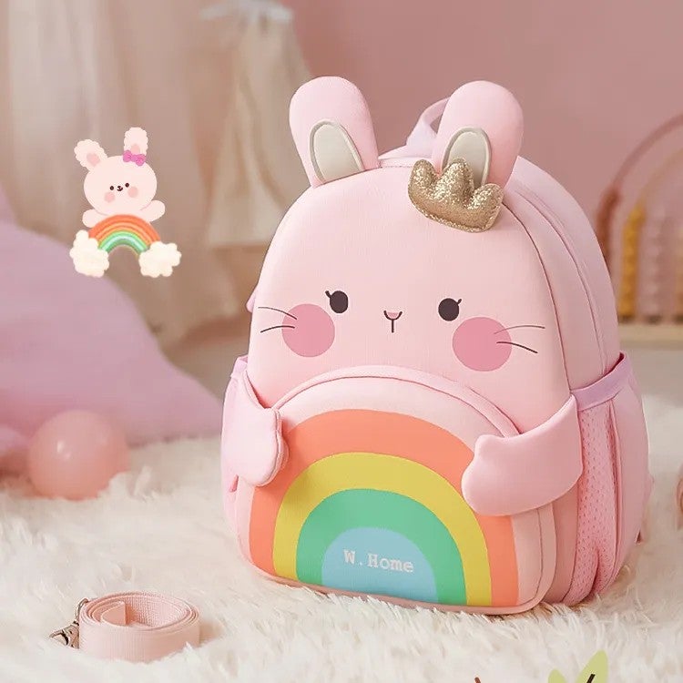 Toddler Backpack Rabbit Design 2-4 Years, Anti-Lost Safety Leash Waterproof Lightweight Spine-Protective Kindergarten  Bag