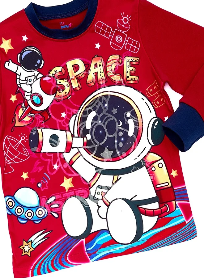 babyqlo Cosmic Space Glow-in-the-Dark Cotton Pajama Set for Boys