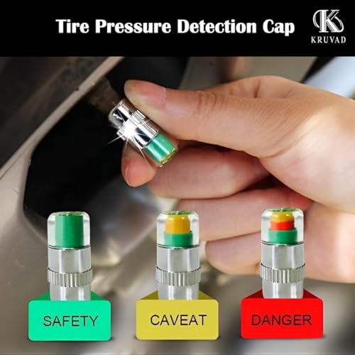 Kruvad Tire Valve Stem Sensor Cap Car Tire Indicator Air Warning Alert Valve Stem Wheel Covers for Pressure Monitor Warning Tire Car Interior Accessories for All Cars Set of 4 - Image 3