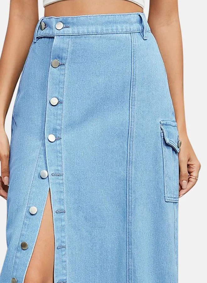 YUNIQEE Blue Denim Midi Skirts