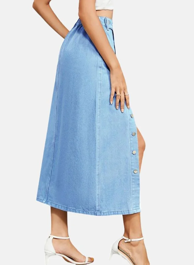 YUNIQEE Blue Denim Midi Skirts