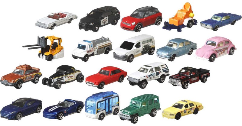 Matchbox Toy Cars or Trucks 20-Pack, Variety Set of 20 Die-Cast 1:64 Scale Cars, Buses, Fire, Construction or Police Vehicles (Styles May Vary) - Image 1
