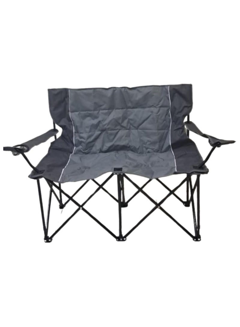 Double Camping Chair, Loveseat Camping Chair with Folding Camping Table, 2 Person Outdoor Folding Camping Chairs for Adults, Cup Holders & Carry Bag for Outside Travel, Supports 500lbs - Image 1