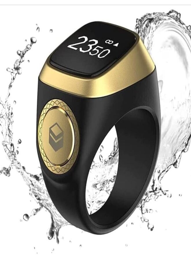 iQIBLA ZIKR COUNTER Smart Tasbih Ring - Rechargeable LED Tasbih Counter OLED Display Prayer Times Reminder - with Smartphone App Alerts via Vibration.Size 18  - Image 1