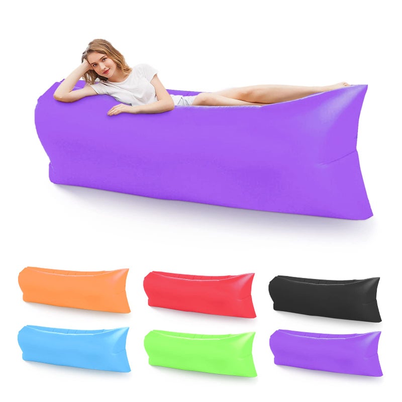 KEEPAA Inflatable Sofa, Waterproof Anti Air Leaking with Portable Package, Air Lounger, Air Sofa Air Bag for Travel, Camping, Hiking and Beach Parties (Purple) - Image 1