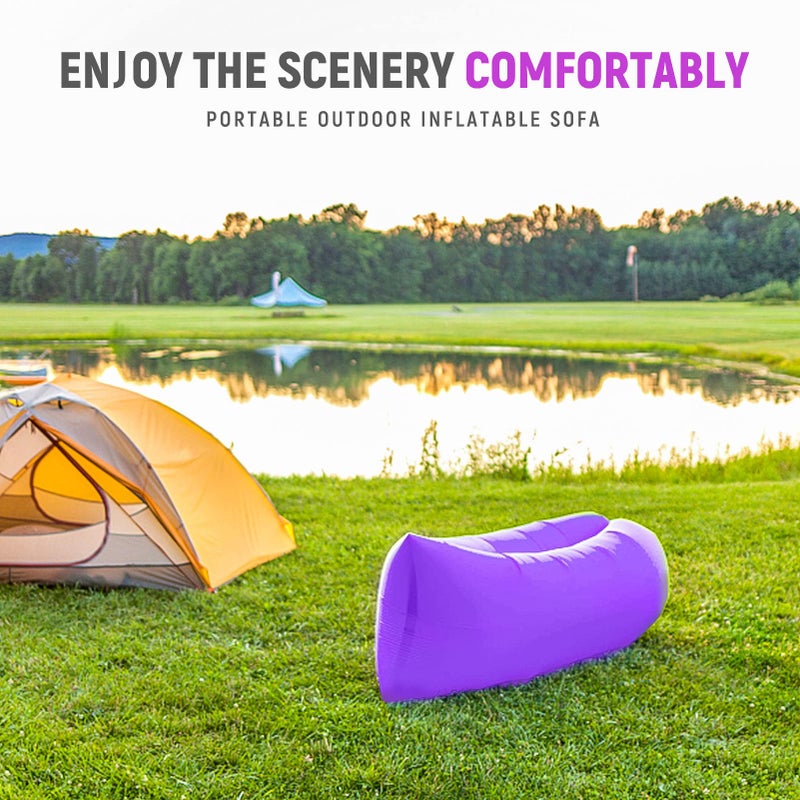 KEEPAA Inflatable Sofa, Waterproof Anti Air Leaking with Portable Package, Air Lounger, Air Sofa Air Bag for Travel, Camping, Hiking and Beach Parties (Purple) - Image 5