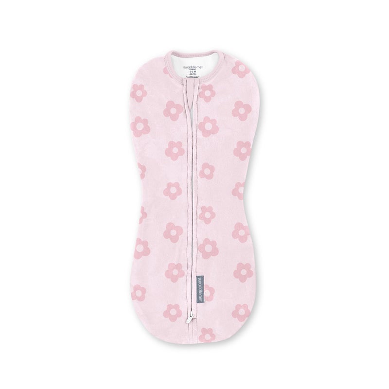SwaddleMe by Ingenuity Compression Baby Swaddle Pod, Two-Way Zipper for Easy Diaper Changes, Improves Sleep & Calms Startle Reflex, 0-2 Months, 1.0 TOG, 1-Pack - Flower Confetti - Image 1