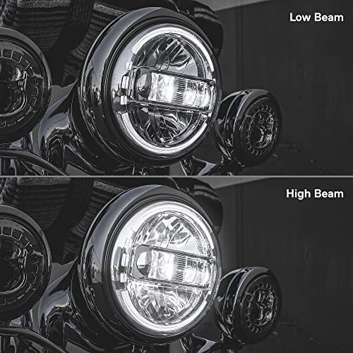 ONLINE LED STORE TRUE MODS 7" LED Headlight for Harley Davidson + Mounting Bracket [DOT Approved] [Chrome-Finish] [HALO DRL] [H4 Adapters] For Touring Dyna Electra Glide Road King Softail Fatboy Road Glide - Image 5