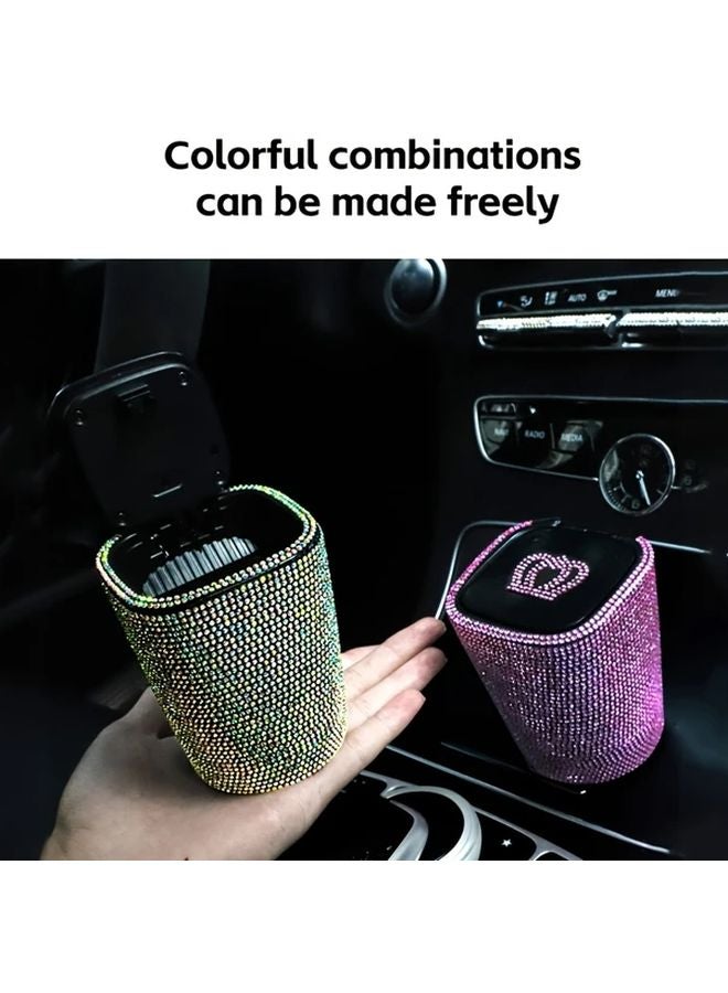 مطفأة سجائر سيارة وردية اللون على شكل ماسة مع غطاء مقاومة للرياح، مانعة للروائح، مقاومة للهب، إكسسوار سيارات - Image 4