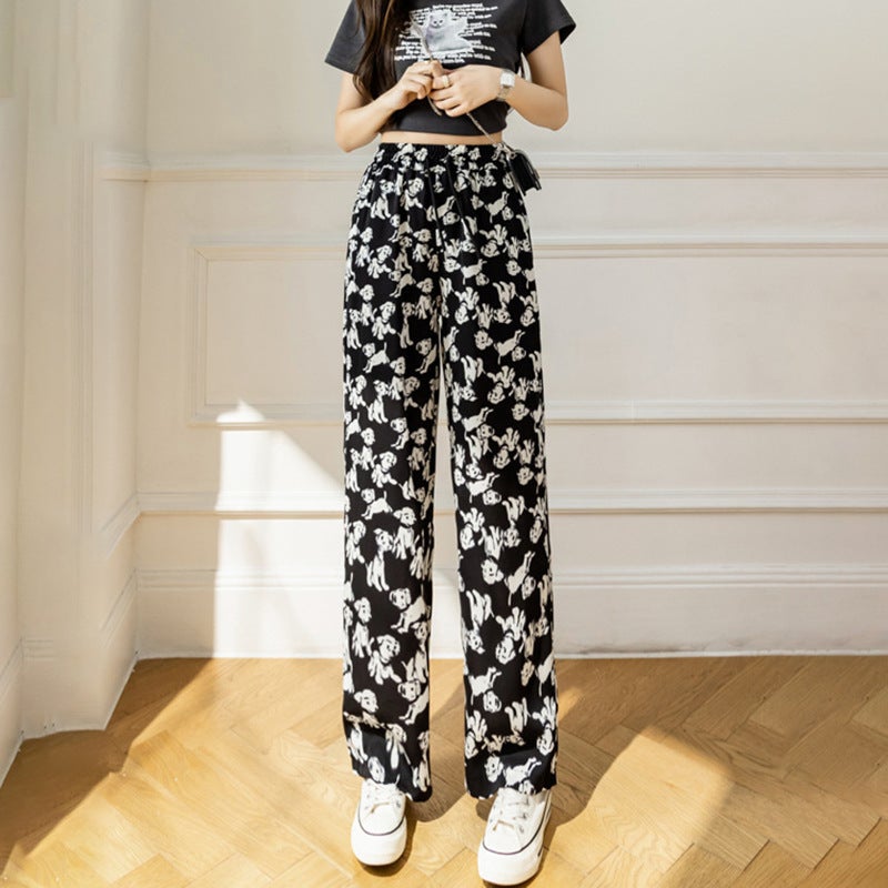 Summer Ink-Dye Casual Trousers for Women Sketch painting - Image 2