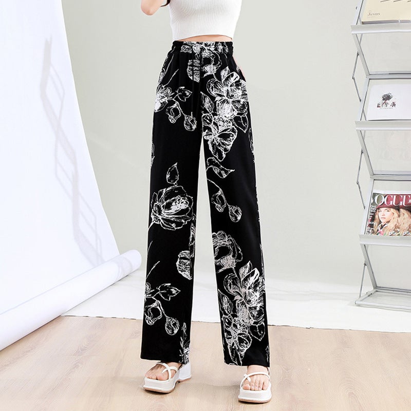 Summer Ink-Dye Casual Trousers for Women Sketch painting - Image 1