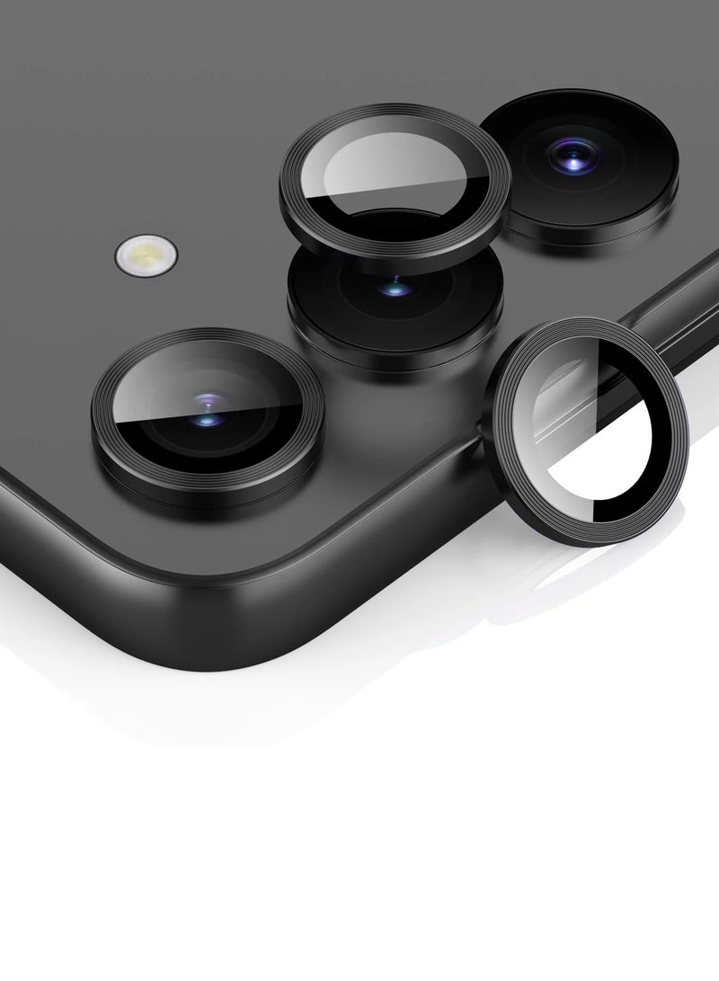 Wtech Samsung Galaxy S25 Plus / S25+ 2025 Premium Alloy Ring Camera Lens Tempered Glass Protector Shield - Black - Image 1