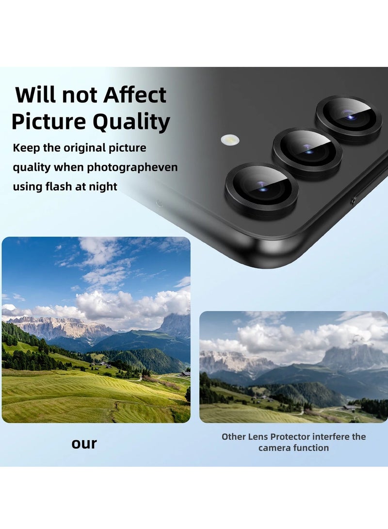 Wtech Samsung Galaxy S25 Plus / S25+ 2025 Premium Alloy Ring Camera Lens Tempered Glass Protector Shield - Black - Image 4