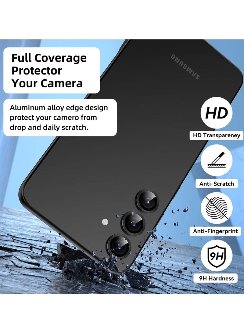 Wtech Samsung Galaxy S25 Plus / S25+ 2025 Premium Alloy Ring Camera Lens Tempered Glass Protector Shield - Black - Image 5