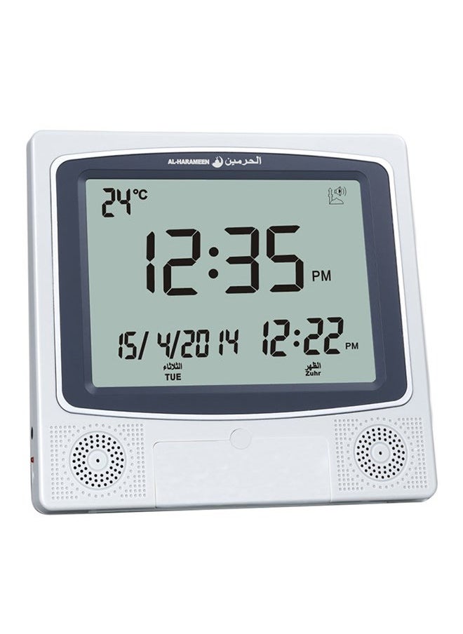 Enjoylifeme Digital Azan Table Alarm Clock Silver/Black 22.5x21.5cm  - Image 1