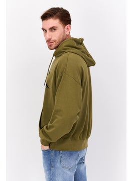 Wrangler Men Hood With Drawstring Long Sleeve Graphic Print Sweatshirts, Olive  - Image 3