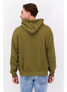 Wrangler Men Hood With Drawstring Long Sleeve Graphic Print Sweatshirts, Olive  - Image 4