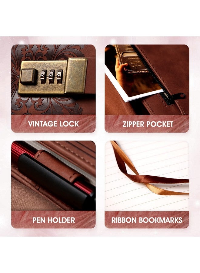 CAGIE Diary with Lock for Women Men 224 Pages Vintage Leather Journal with Lock Refillable Personal Secret Locking Journal with Gift Box, 5.3'' x 7.8'' (Brown) - Image 5