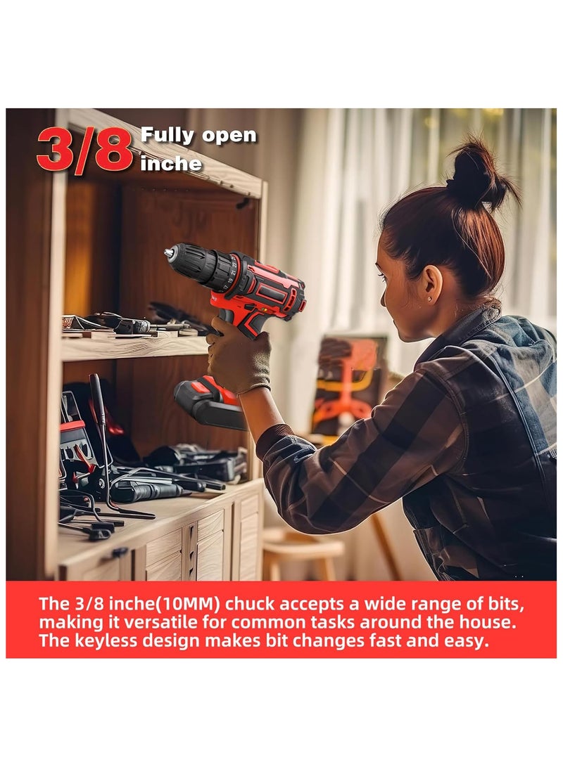 Favarey 48V Cordless Drill, Power Drill Kit with 2 Lithium Ion Battery and Charger, 25+1 Torque Setting, Variable 2 Speed, LED Light, Electric Drill for Home DIY and Repair - Image 3