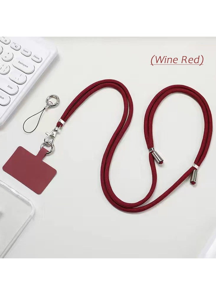 Mobile Phone Lanyard, Universal Crossbody Mobile Phone Lanyard, Multi-Function Nylon Patch Adjustable Shoulder Neck Strap, Suitable for Most Smartphones (Wine Red)  - Image 1