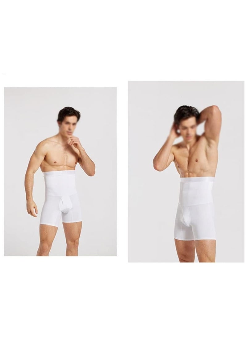 Generic Men's White High-Waisted Shorts ，Tummy Control Boxer Briefs – Breathable Slimming Shapewear, Butt Lifter Compression Shorts, No-Roll, White  - Image 2