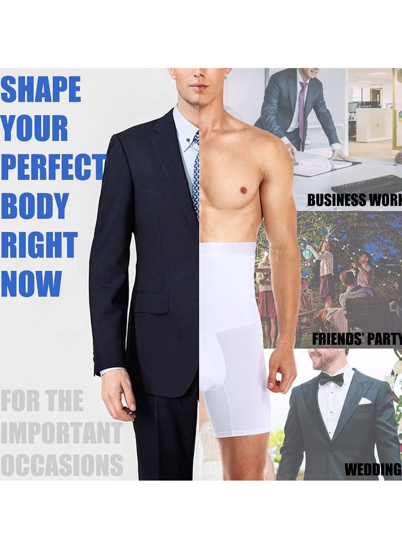 Generic Men's White High-Waisted Shorts ，Tummy Control Boxer Briefs – Breathable Slimming Shapewear, Butt Lifter Compression Shorts, No-Roll, White  - Image 5