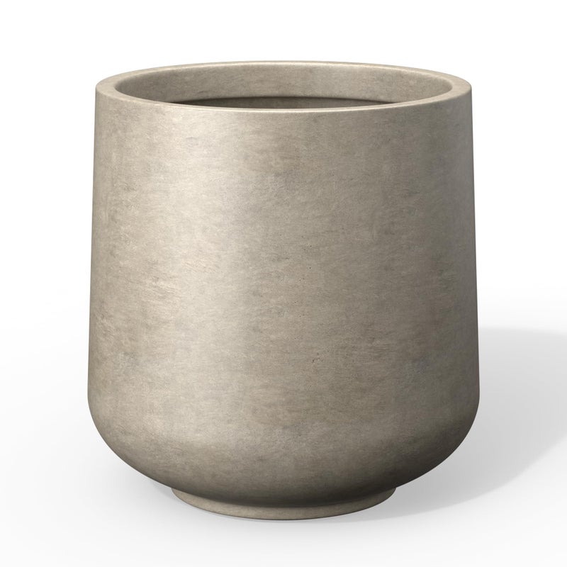Kante Round Concrete Planter, 16.5-Inch Dia Barrel-Style Garden Pots with Drainage Hole for Home, Patio and Garden, Flower and Tree Planter (13.8" Opening), Weathered Concrete - Image 1
