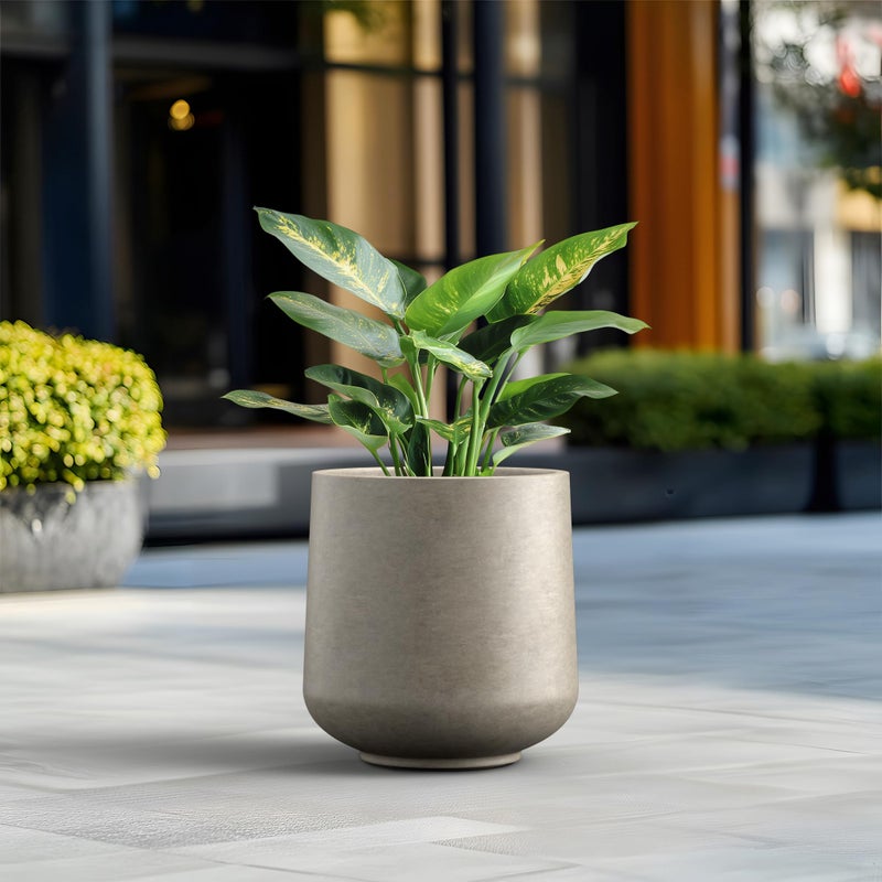 Kante Round Concrete Planter, 16.5-Inch Dia Barrel-Style Garden Pots with Drainage Hole for Home, Patio and Garden, Flower and Tree Planter (13.8" Opening), Weathered Concrete - Image 4