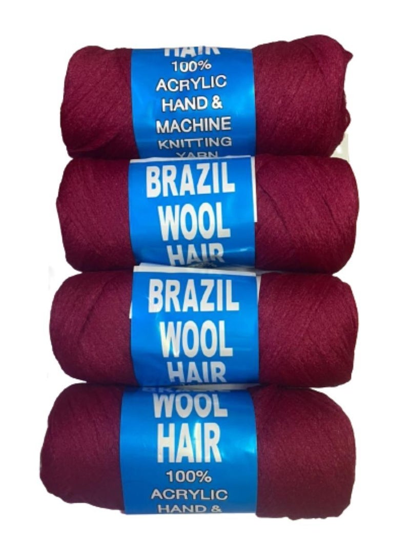 Banafa 4 Pack Brazilian Wool Hair Yarns, Jumbo Braiding Wool Hair Yarns, Senegalese Wool Hair Attachment, Braids For Hair Knitting  - Image 3