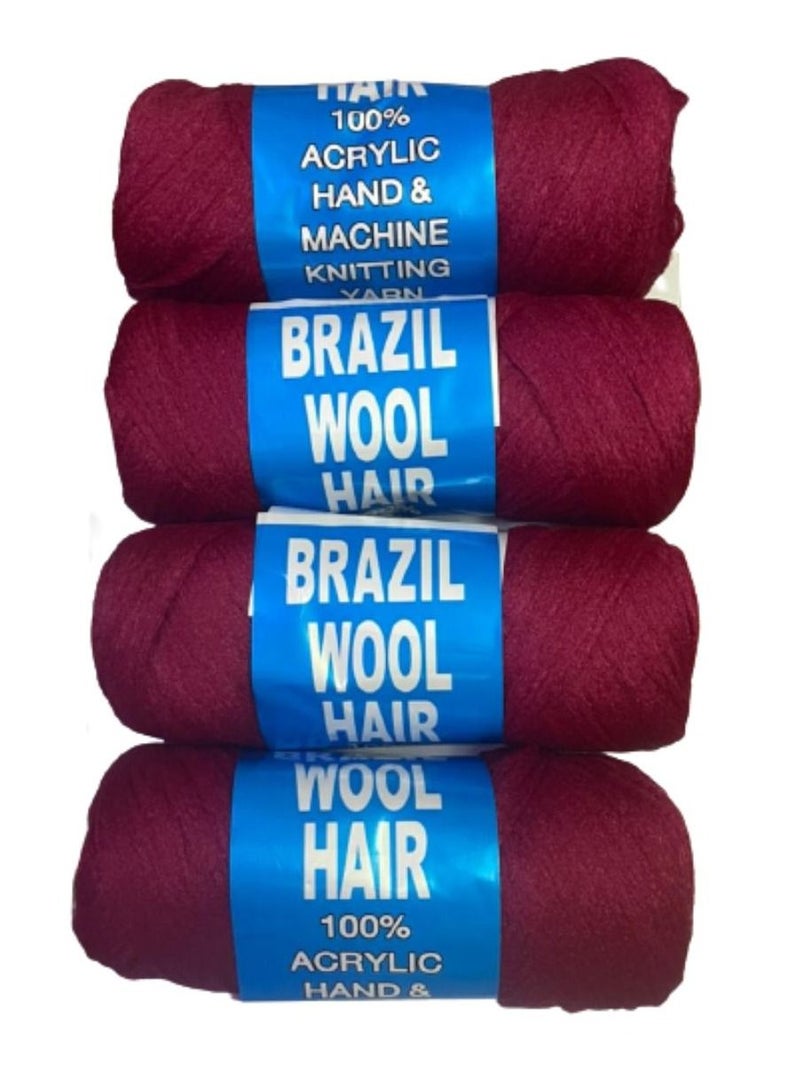Banafa 4 Pack Brazilian Wool Hair Yarns, Jumbo Braiding Wool Hair Yarns, Senegalese Wool Hair Attachment, Braids For Hair Knitting  - Image 2