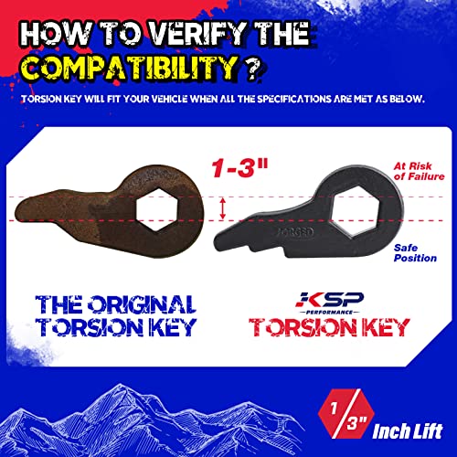 KSP PERFORMANCE KSP 1-3" Torsion Bar Key For Silverado Sierra 1500, Adjustable Forged Torsion Lift Kits Fit K1500 K2500 K3500 Tahoe Yukon Suburban,Steel Suspension Level Kit Compatible With Chevy GMC 6 Lug Truck SUV - Image 4