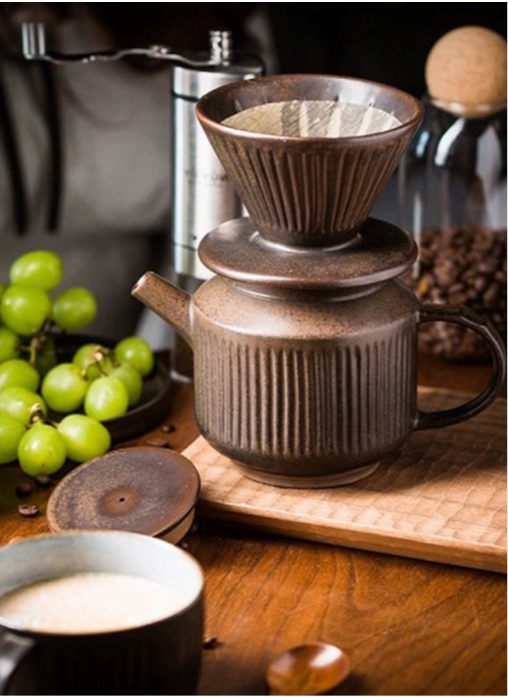 Perfii Premium Ceramic Pour-Over Coffee Set with Unique Design and Reusable Long Lasting Filters for Home Brewing and Quality Coffee Time  - Image 2
