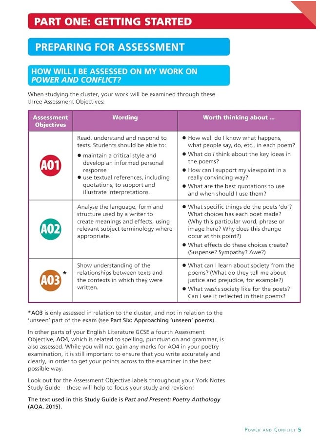 AQA Poetry Anthology - Power and Conflict: York Notes for GCSE everything you need to catch up, study and prepare for and 2023 and 2024 exams and assessments