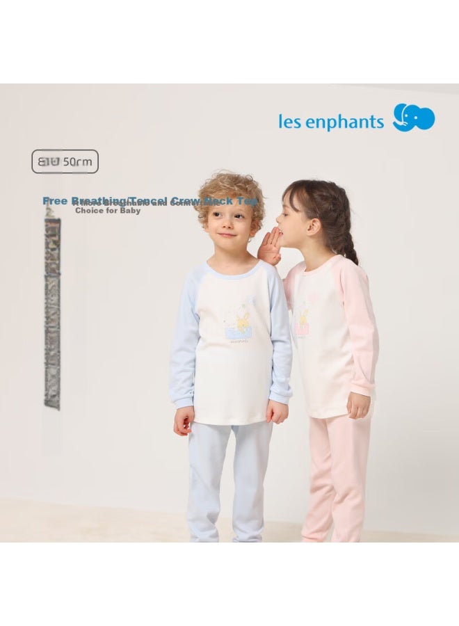 Les enphants Liyingfang Children's Underwear Children's Top Boys Girls Autumn Shirt Soft Pink 90 CM - Image 3