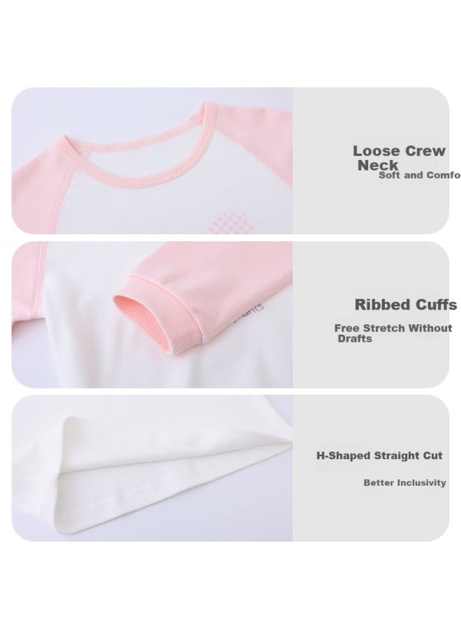 Les enphants Liyingfang Children's Underwear Children's Top Boys Girls Autumn Shirt Soft Pink 90 CM - Image 4