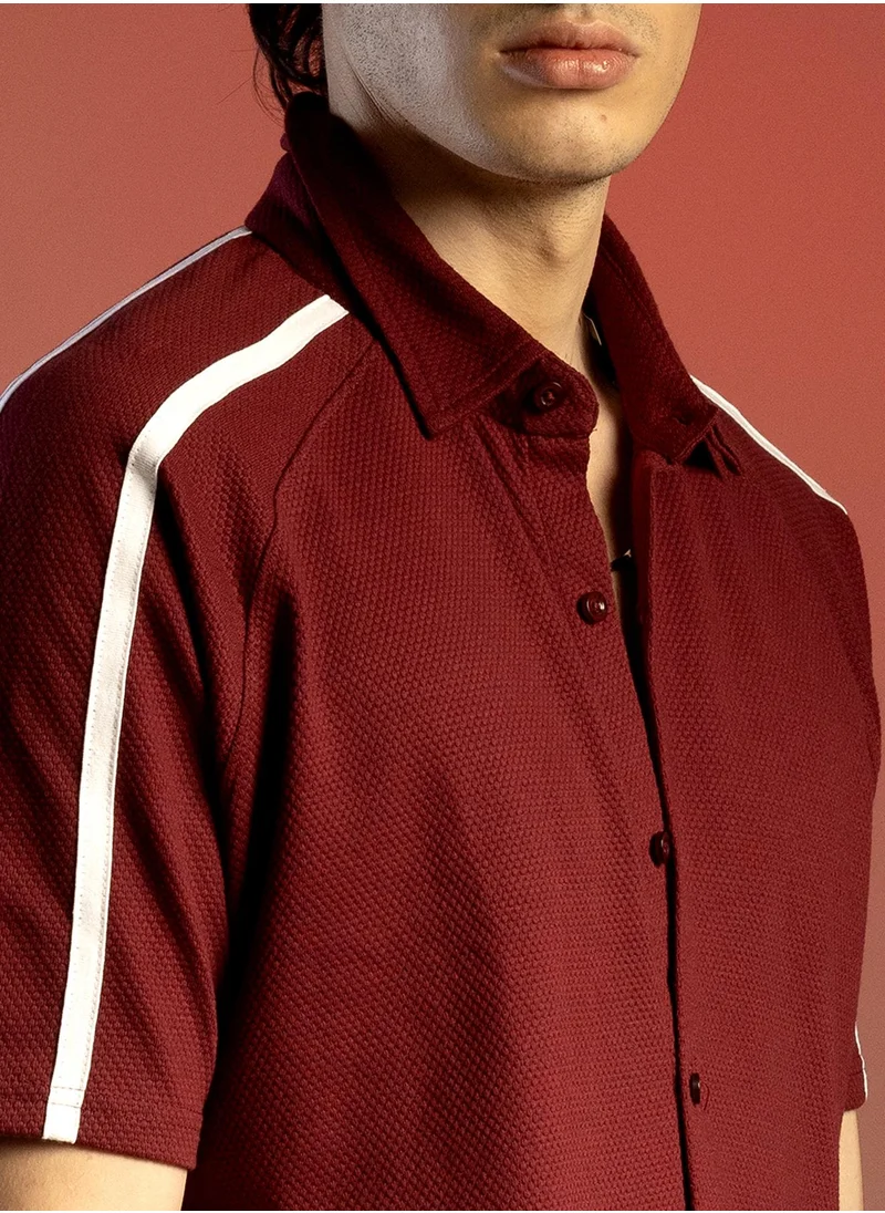 كامبوس سوترا Men's Ruby Red Side-Striped Co-Ord Set
