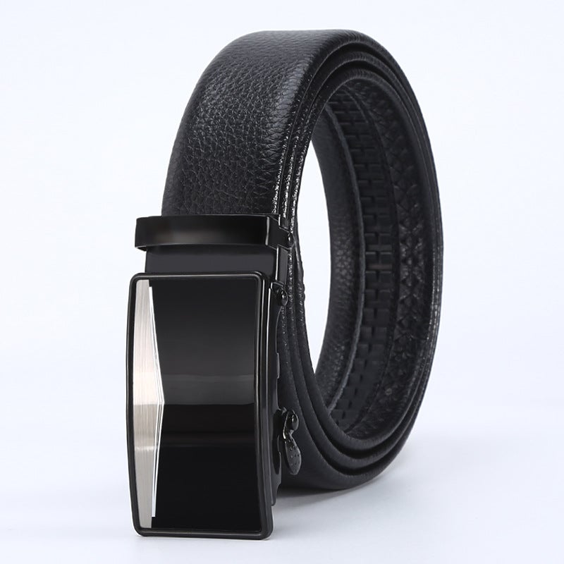 New mens business belt high-end pu hemming litchi fashion belt automatic iron buckle head stall wholesale Z0084 ten 