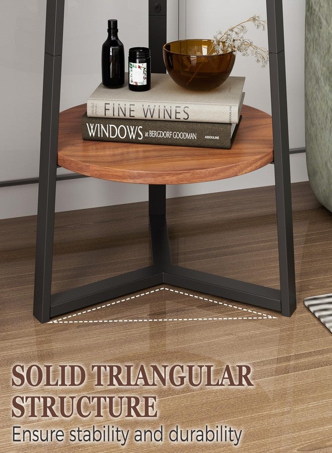 Gadroad Round End Table with Storage Shelf, 2 Tier Farmhouse Side Table Nightstand for Living Room, Bedroom, Wood Tabletop & Black Metal Frame, Brown 15.7 * 15.7 * 23.0inches - Image 4
