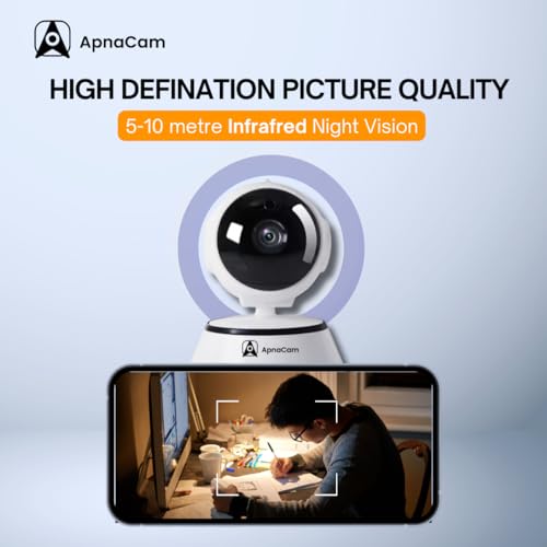 ApnaCam 2MP Mini Ptz Smart CCTV Wi-fi Home Security Camera with Pan Tilt 360° View, 2 Way Talk, Cloud Monitor, Motion Detect, Supports SD Card Up to 256 GB, Night Vision - Image 4