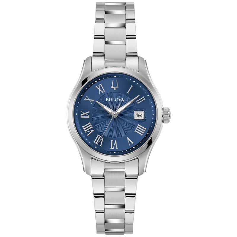 Bulova Ladies Classic Wilton 3Hand Quartz Silver Stainless Steel Watch Blue Dial Style96M163 - Image 2