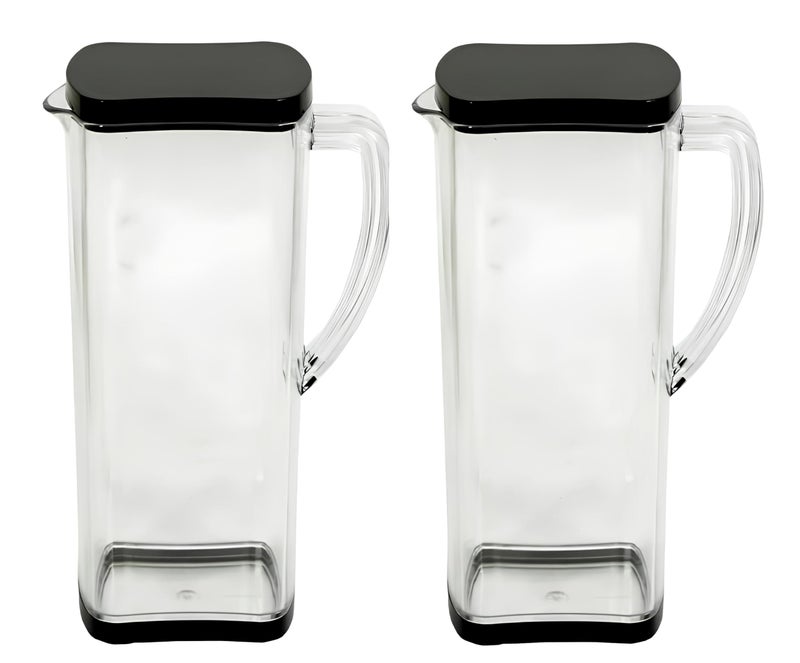 KD ZONE Modern Square Water Carafe - 2L Capacity | BPA-Free Durable Plastic Square Jug - 2000 ml for Serving Beverages  - Image 1