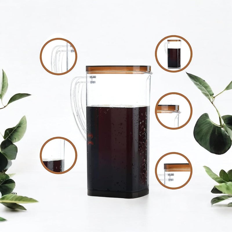 KD ZONE Modern Square Water Carafe - 2L Capacity | BPA-Free Durable Plastic Square Jug - 2000 ml for Serving Beverages  - Image 4