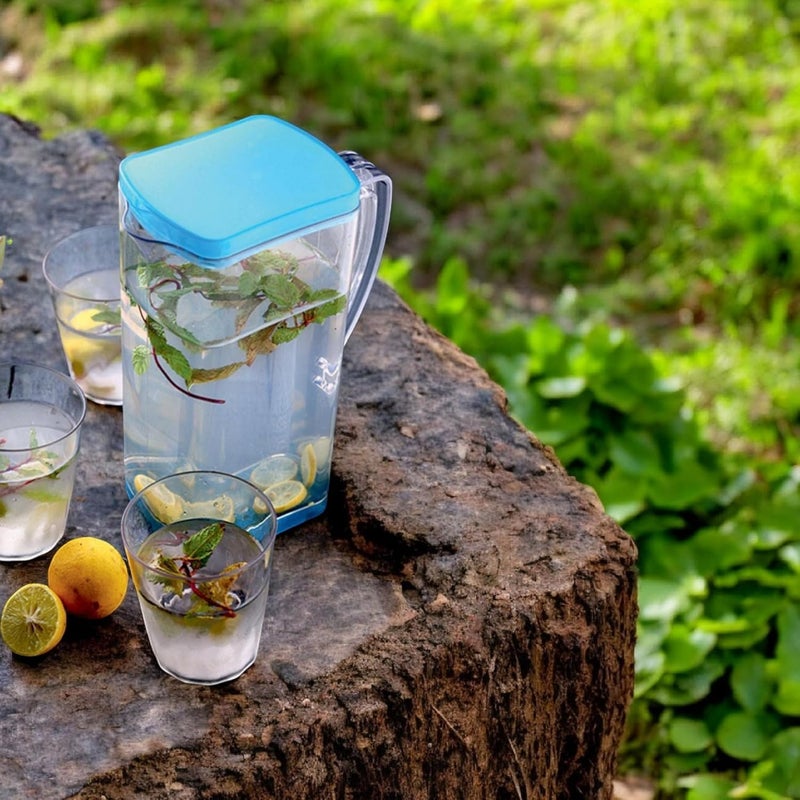 KD ZONE Modern Square Water Carafe - 2L Capacity | BPA-Free Durable Plastic Square Jug - 2000 ml for Serving Beverages  - Image 2