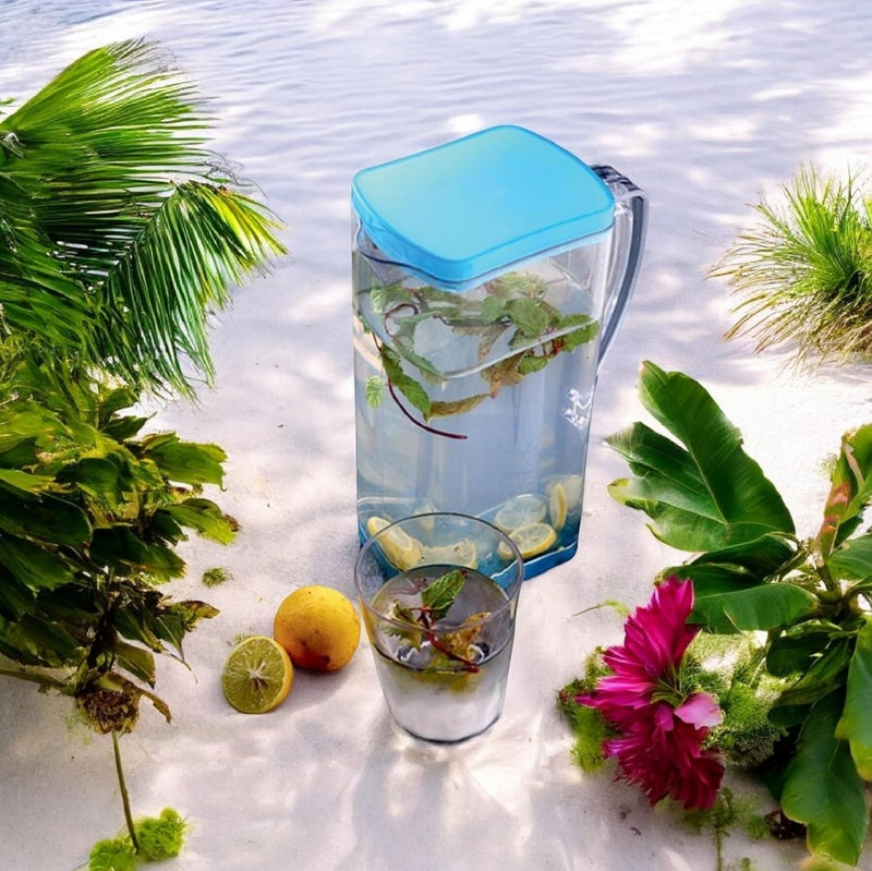 KD ZONE Modern Square Water Carafe - 2L Capacity | BPA-Free Durable Plastic Square Jug - 2000 ml for Serving Beverages  - Image 3