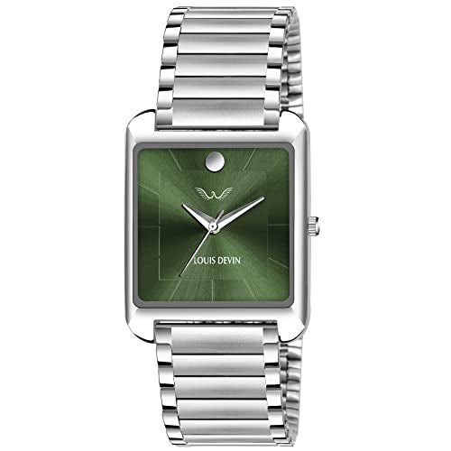 LOUIS DEVIN Stainless Steel Chain Analog Wrist Watch for Men (Green Dial) | LD-G057-GRN-CH - Image 1