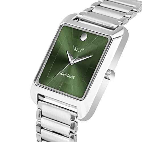 LOUIS DEVIN Stainless Steel Chain Analog Wrist Watch for Men (Green Dial) | LD-G057-GRN-CH - Image 2