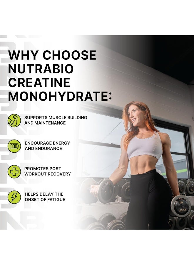 NutraBio Creatine Monohydrate - Micronized and Pure Grade - Supports Muscle Energy and Strength - (500 Grams) - Unflavored - Image 2