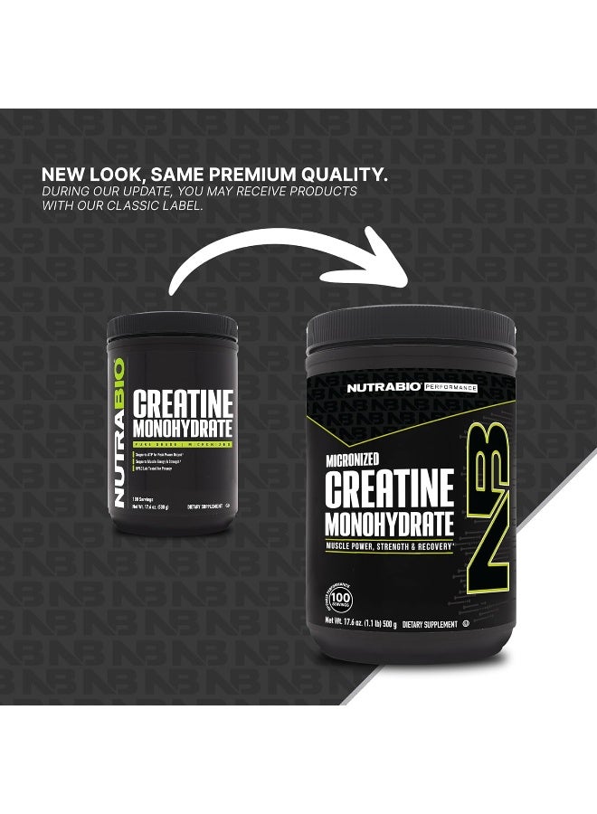 NutraBio Creatine Monohydrate - Micronized and Pure Grade - Supports Muscle Energy and Strength - (500 Grams) - Unflavored - Image 3